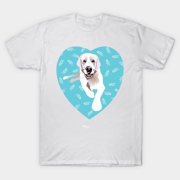 English Cream Golden Retriever Dog Love Heart T-Shirt by HotPinkStudio.Me